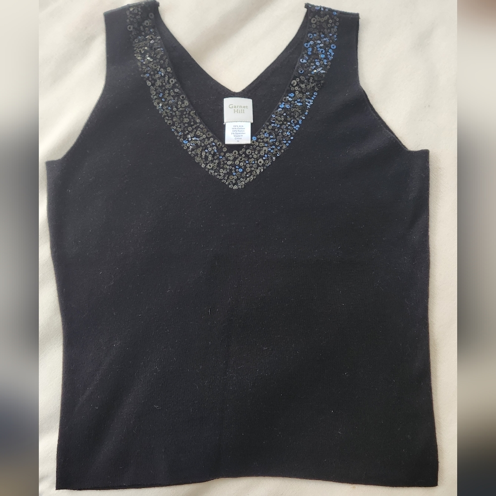 Garnet Hill Silk sequin sleevless top
